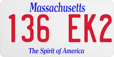MA license plate 136EK2