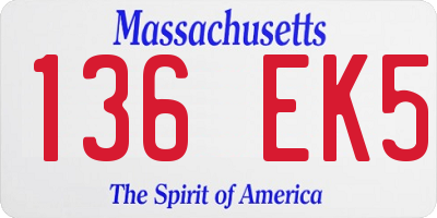 MA license plate 136EK5