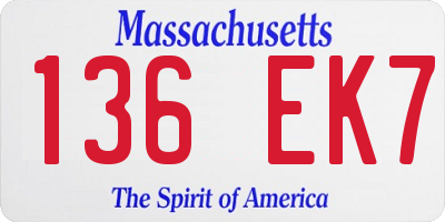 MA license plate 136EK7