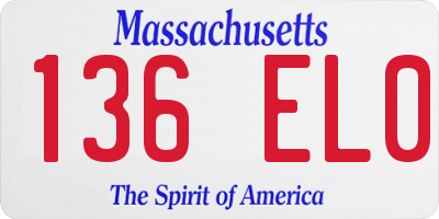 MA license plate 136EL0