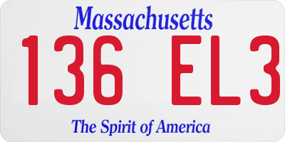 MA license plate 136EL3