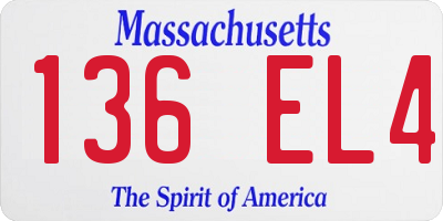 MA license plate 136EL4