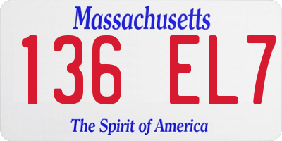 MA license plate 136EL7