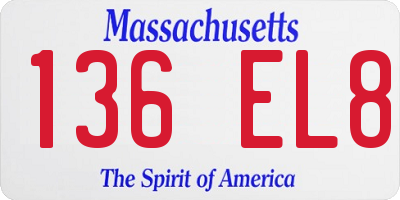 MA license plate 136EL8