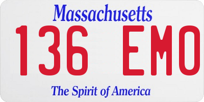 MA license plate 136EM0