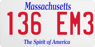 MA license plate 136EM3