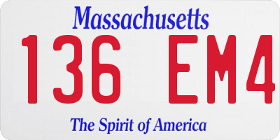 MA license plate 136EM4