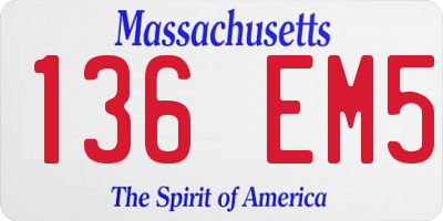 MA license plate 136EM5