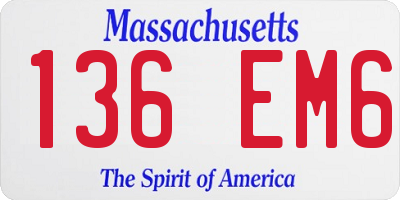 MA license plate 136EM6