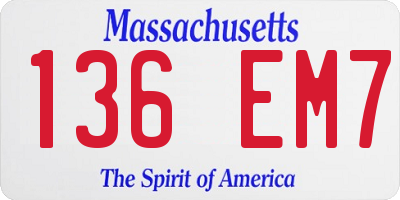 MA license plate 136EM7