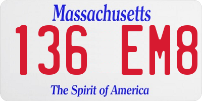 MA license plate 136EM8