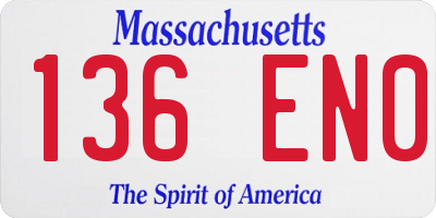 MA license plate 136EN0