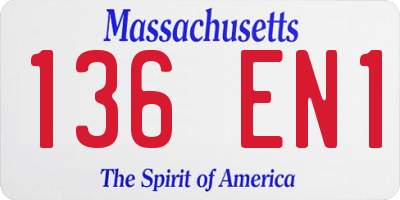 MA license plate 136EN1