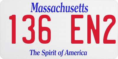 MA license plate 136EN2