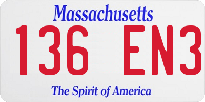 MA license plate 136EN3