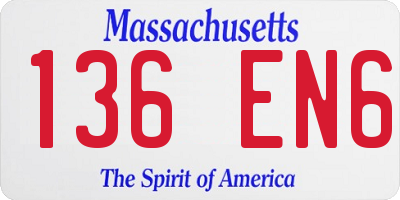 MA license plate 136EN6