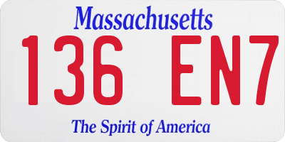 MA license plate 136EN7
