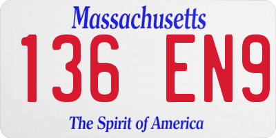 MA license plate 136EN9