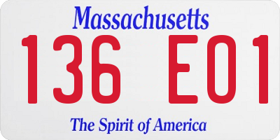 MA license plate 136EO1