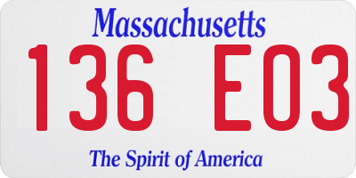 MA license plate 136EO3