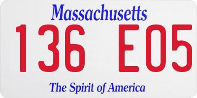 MA license plate 136EO5