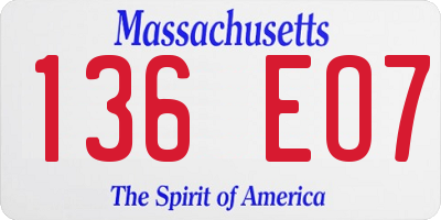 MA license plate 136EO7