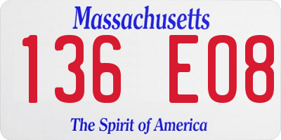 MA license plate 136EO8