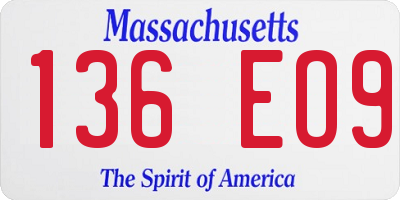 MA license plate 136EO9