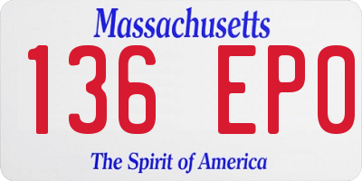 MA license plate 136EP0