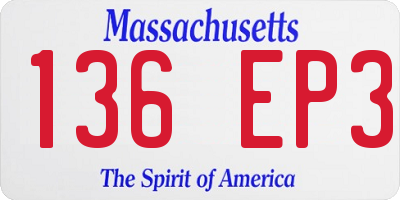 MA license plate 136EP3