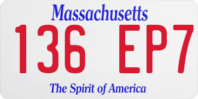 MA license plate 136EP7