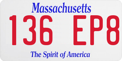 MA license plate 136EP8