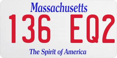MA license plate 136EQ2