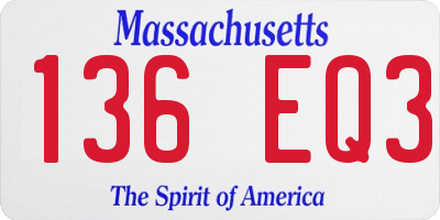 MA license plate 136EQ3