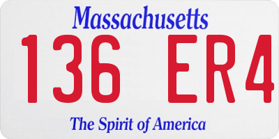 MA license plate 136ER4