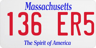 MA license plate 136ER5