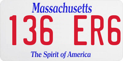 MA license plate 136ER6