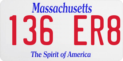 MA license plate 136ER8