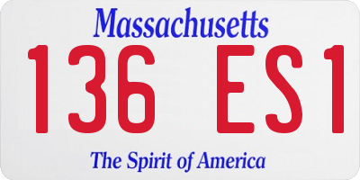 MA license plate 136ES1