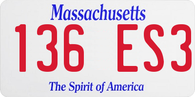 MA license plate 136ES3