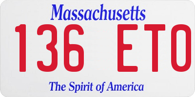 MA license plate 136ET0