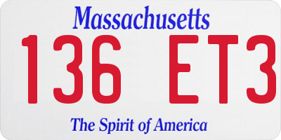 MA license plate 136ET3