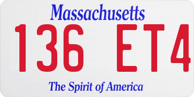 MA license plate 136ET4
