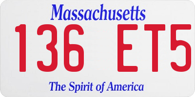 MA license plate 136ET5