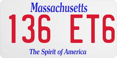 MA license plate 136ET6