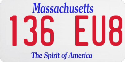 MA license plate 136EU8