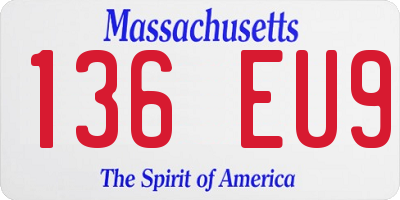 MA license plate 136EU9