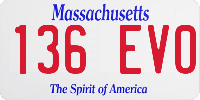 MA license plate 136EV0