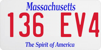 MA license plate 136EV4