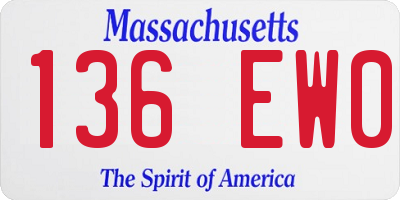 MA license plate 136EW0
